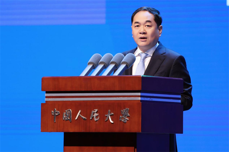 中國人民對外友好協(xié)會會長楊萬明致辭（主辦方供圖）