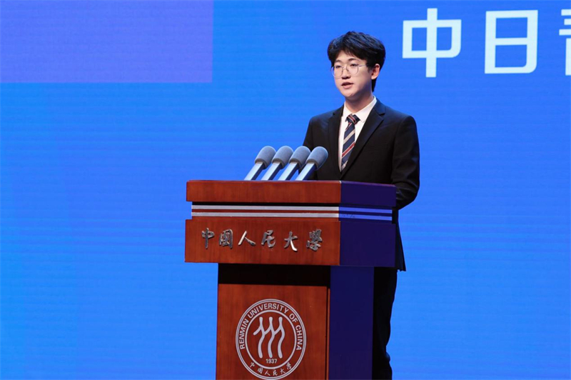 中方青年代表張?zhí)鞝q發(fā)言（主辦方供圖）